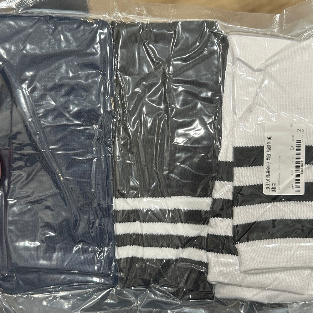 NWT set of 3 knee high xl girls uniform socks navy blue black and white